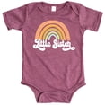 thumbnail image 1 of Retro Rainbow Little Sister Sibling Reveal Announcement Bodysuit for Baby Girls Sibling Outfits Vintage Burgundy Bodysuit 6 Months, 1 of 2