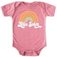 thumbnail image 1 of Retro Rainbow Little Sister Sibling Reveal Announcement Bodysuit for Baby Girls Sibling Outfits White on Mauve Bodysuit 12 Months, 1 of 2