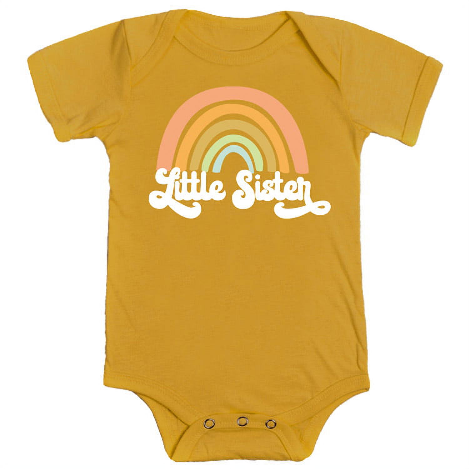 Retro Rainbow Little Sister Sibling Reveal Announcement Bodysuit for