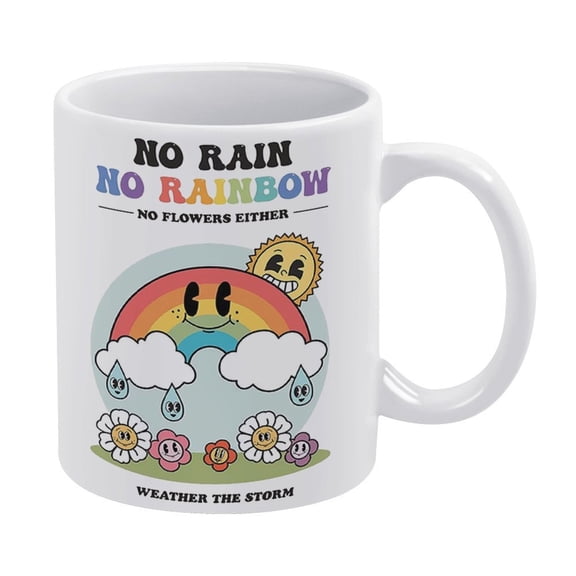 Retro Rainbow Mug, Cute Print, No Rain Rainbow Room Mug, Funny Coffee Mug,A Cup for Oneself,A Happy Cup for Children,The Best Gift for Colleagues,Parents,And Grandparents,110z Men And Women