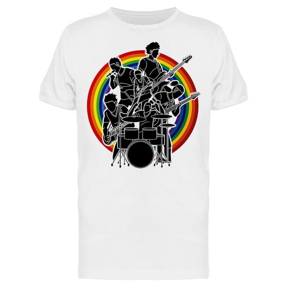 Retro Rainbow Musicians Playing T-Shirt Men -Image by Shutterstock, Male Large