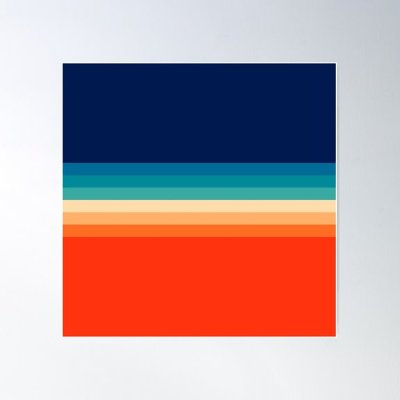 Retro Rainbow Poster Wall Art, Modern Wall Decor For Living Room Bedroom, 17x17 UNFRAMED