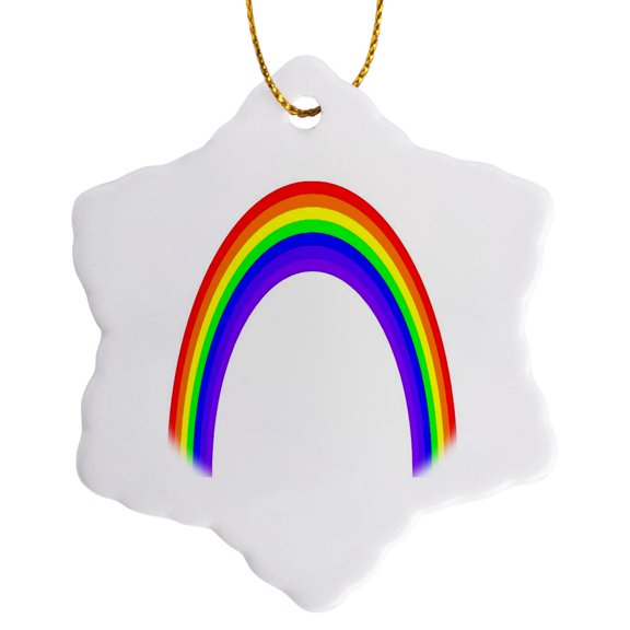 3drose, Retro Rainbow Seventies Style Seven Colors, 3 inch Snowflake Porcelain Ornament