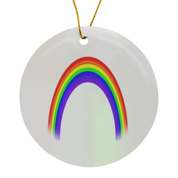 3drose, Retro Rainbow Seventies Style Seven Colors, Circle Porcelain Ornament