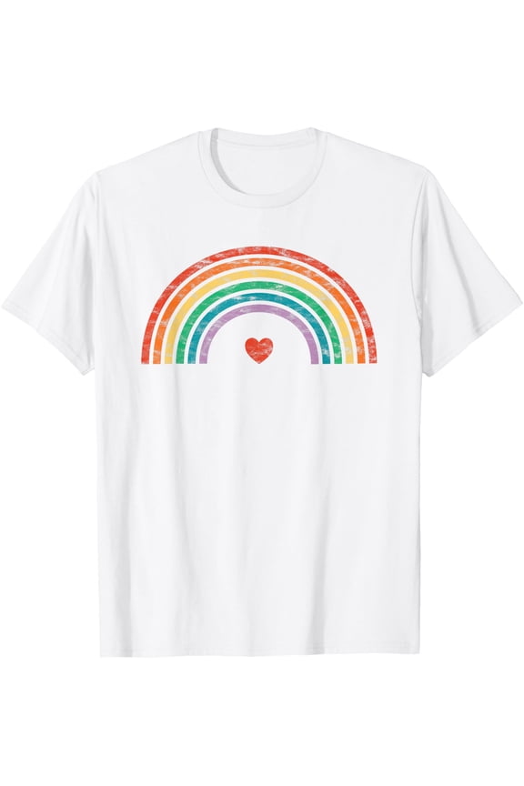 Retro Rainbow Vintage Pride LGBTQ T-ShirtMen's and women's pure cotton short-sleeved shirts