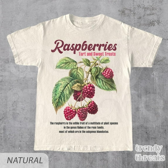 Retro Raspberries Commercial Graphic T-Shirt, Vintage Raspberry T-Shirt, Unisex Cotton Tee TH220550