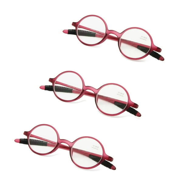 Retro Reading Glasses 3 Pairs Pack Unbreakable Flexible + 1.0 to + 3.5 Round Frame Pocket Reader Geek Nerd