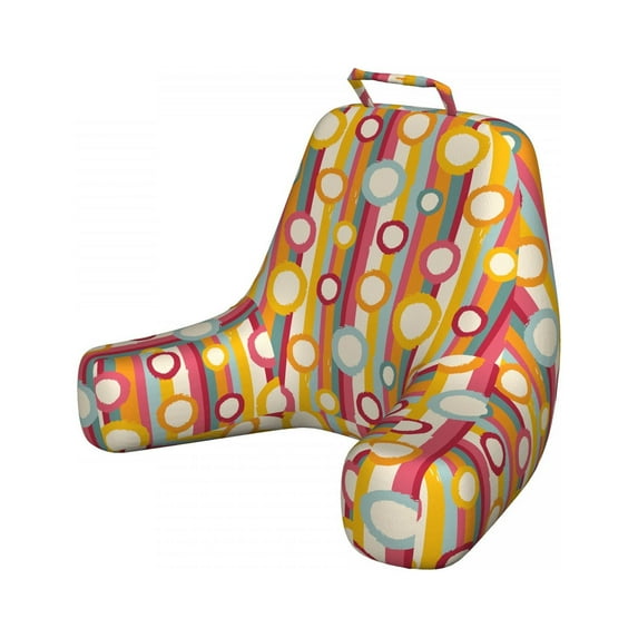 Retro Reading Pillow Cover, Pattern with Irregular Stripes and Circles in Paintbrush Style, Unstuffed Printed Bed Rest Case from Soft Fabric, XL Size, Multicolor, by Ambesonne