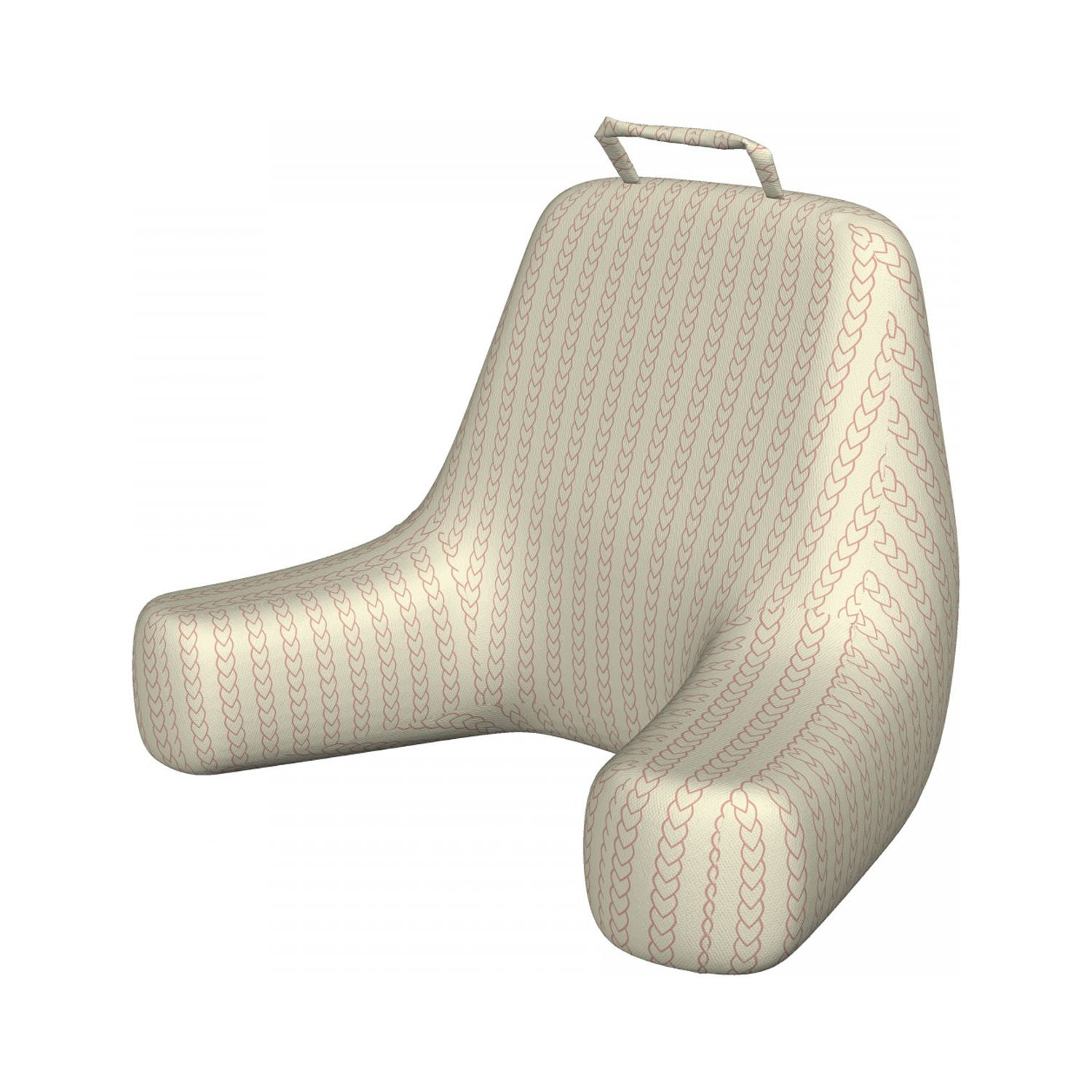 Retro Reading Pillow, Monochrome Geometric Vertical Curvy Chain Pattern