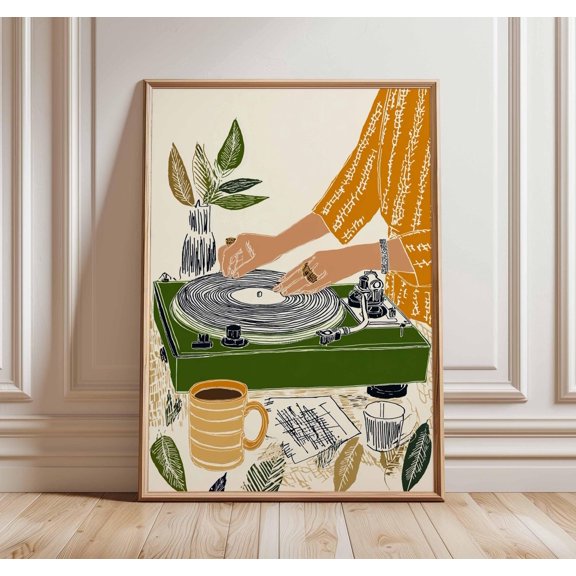 Retro Record Player Art Print Music Studio Decor