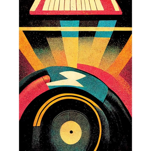 Retro Record Player DJ Decks Turntable Abstract Print Unframed Wall Art Print Poster Home Decor