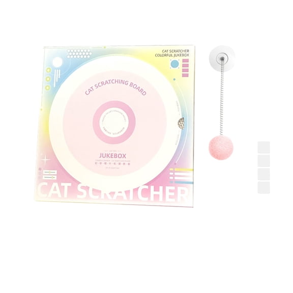 Retro Record Player Design Cd Cat Scratcher Interactive Cat Toy With Plush Tonearm Eco-Friendly Cardboard Scratching Post For Cats Of All Ages One Size Pink