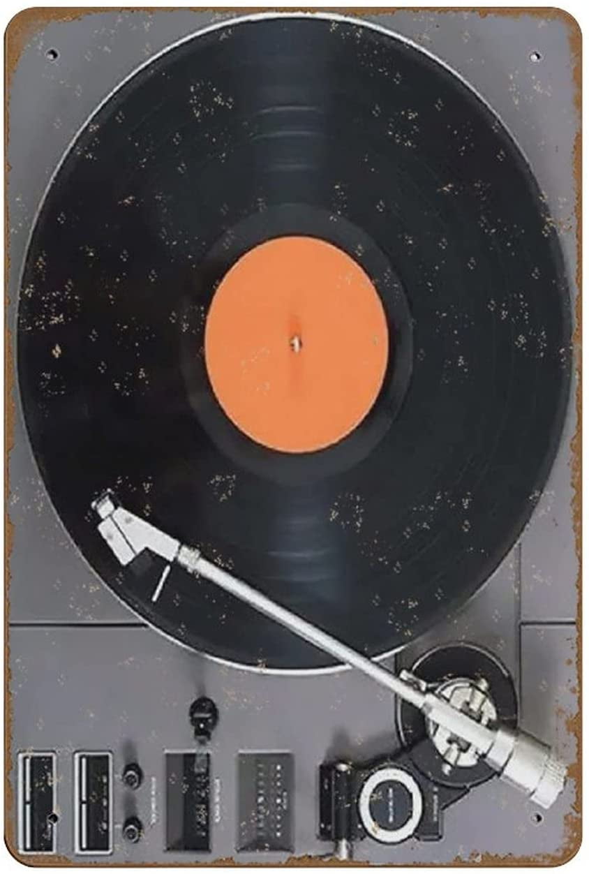 Retro Record Player Poster Novelty Retro Tin Metal Sign 8"x12" Embossed Metal Metal Poster
