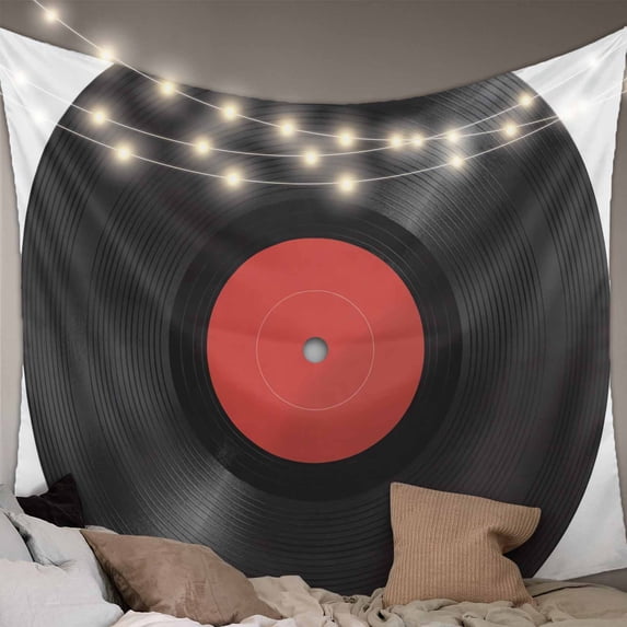 Retro Record Small Tapestry for Bedroom Wall Hanging Tapestry, Abstract Vintage Minimalist Art Ceiling Backdrop Tapestries Poster Blanket Wall Decor for Teens Room Living Room Dorm 23" x 28"