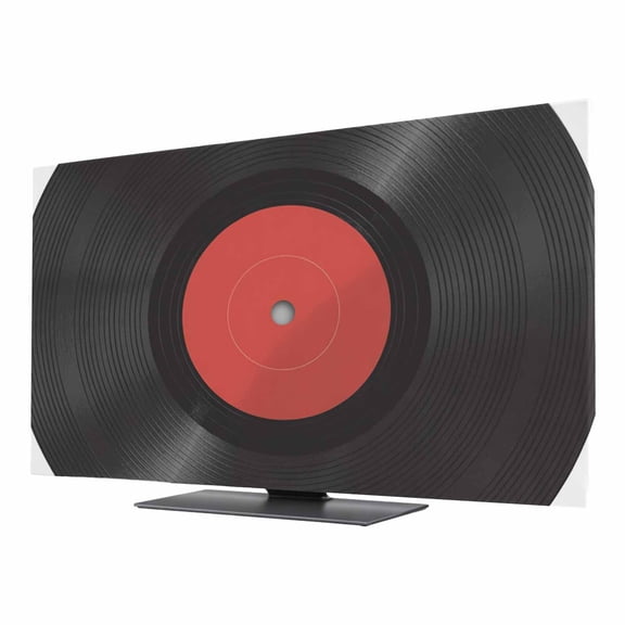 Retro Record TV Cover for 55 Inch Screen, Stretch Fabric Dustproof TV Display Protector, Abstract Vintage Minimalist Art Elastic Slipcover Monitor Cover for Indoor Desktop Computer 47.9"x26.9"