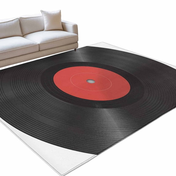 Retro Record Washable Rug 9x12 Area Rug for Living Room Bedroom Non Slip Indoor Floor Rectangle Carpet Soft Low Pile Large Abstract Vintage Minimalist Art Entryway Rugs for Dining Room Office Home
