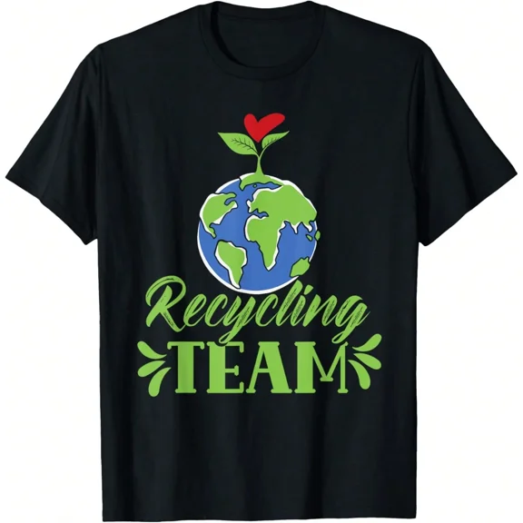 Retro Recycling Team Earth Day T-Shirt Eco-Friendly Nature Lover Graphic Tee Sustainable Green World Heart Apparel for Men Women