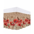 thumbnail image 1 of Retro Red Bed Skirt California King Size 18" Drop Poppy Plant Flower Butterfly Pattern Ruffled Wrap Around Bed Skirts Adjustable Elastic Bedskirt Dust Ruffle for California King Size Bed, 1 of 7