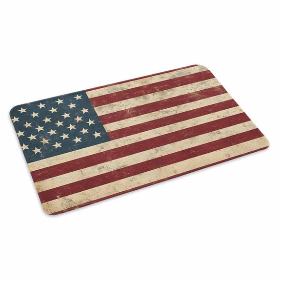 Retro Red Blue American Flag Doormat Outdoor Entrance 16"x24", US Flag Vintage Stars Absorb Moisture Dirt Door Mats, Non-Slip Rubber Backing Floor Mats Indoor, Low-Profile Front Door Rugs