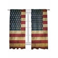 thumbnail image 1 of Retro Red Blue USA Flag Curtains 72 Inch Length, Sheer Curtains for Bedroom Living Room Window American Flag Vintage Rod Pocket Voile Drapes Kitchen Curtains Small Half Window 52"x72" 2 Panels, 1 of 7