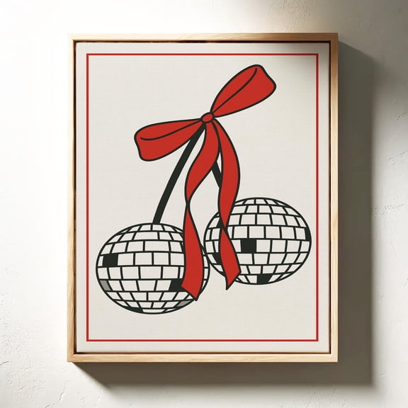 Retro Red Disco Cherry Poster, Poster Only