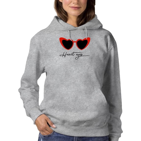 Retro Red Heart Sunglasses Hoodie Women -Image by Shutterstock, Female XX-Large