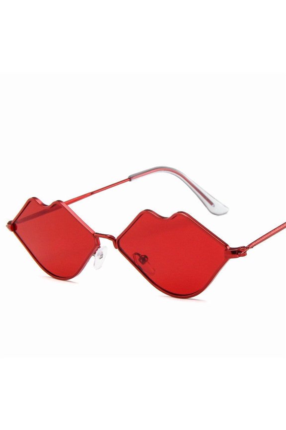 Womens Novelty Sunglasses Red Lips Design Fashion Eyewear with AC Lens Trendy Fun Sunglasses For Parties Or Everyday