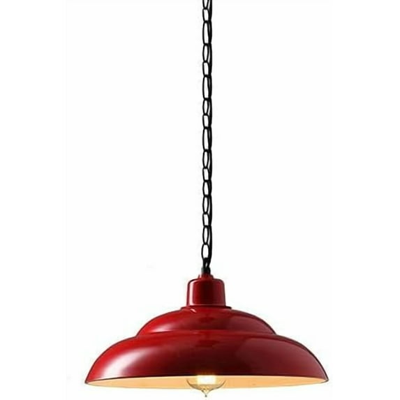 Retro Red Metal Pendant Light for Dining Room, Vintage Industrial Style Iron Pendant Lamp, American Farmhouse Pendant Lighting, Minimalist Rustic Pendant Light Fixture for Kitchen Island