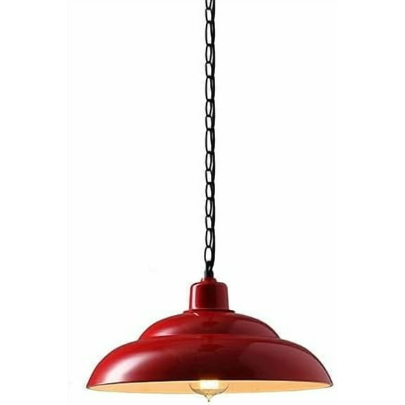 Retro Red Metal Pendant Light for Dining Room, Vintage Industrial Style Iron Pendant Lamp, American Farmhouse Pendant Lighting, Minimalist Rustic Pendant Light Fixture for Kitchen Island