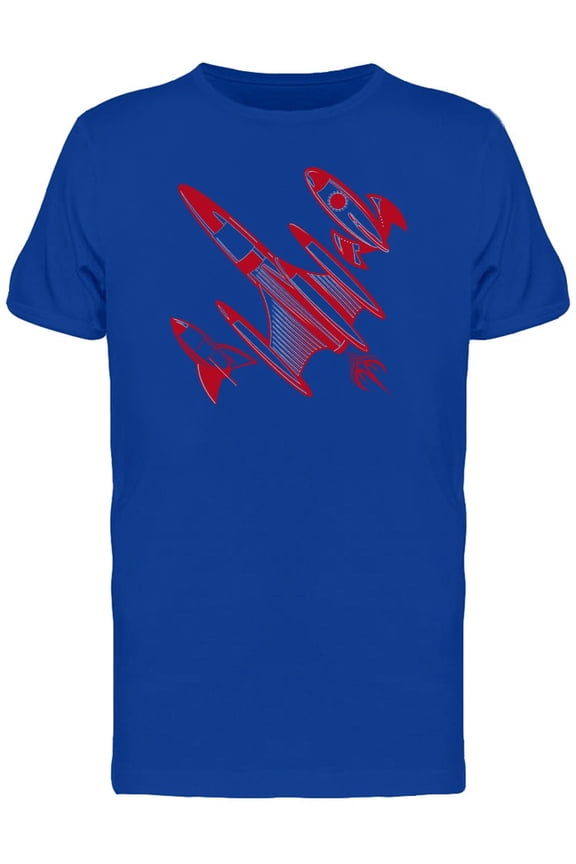 Retro Red Rockets Doodle Tee Men's -Image by Shutterstock