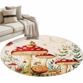thumbnail image 1 of Retro Red Round Area&nbsp;Rug 3.3ft Mushroom Fern Plants Butterfly Beige Pastoral Non-Slip&nbsp;Washable Circle Rugs Soft Felt Indoor Floor Mat for Bedroom Kitchen Living Room Bathroom, 1 of 9