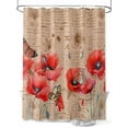 thumbnail image 1 of Retro Red Shower Curtain, Poppy Plant Flower Butterfly Pattern Waterproof Shower Curtain Set with 12 Hooks Lightweight Washable Fabric Shower Curtains for Bathroom 72x78 Inches, 1 of 6
