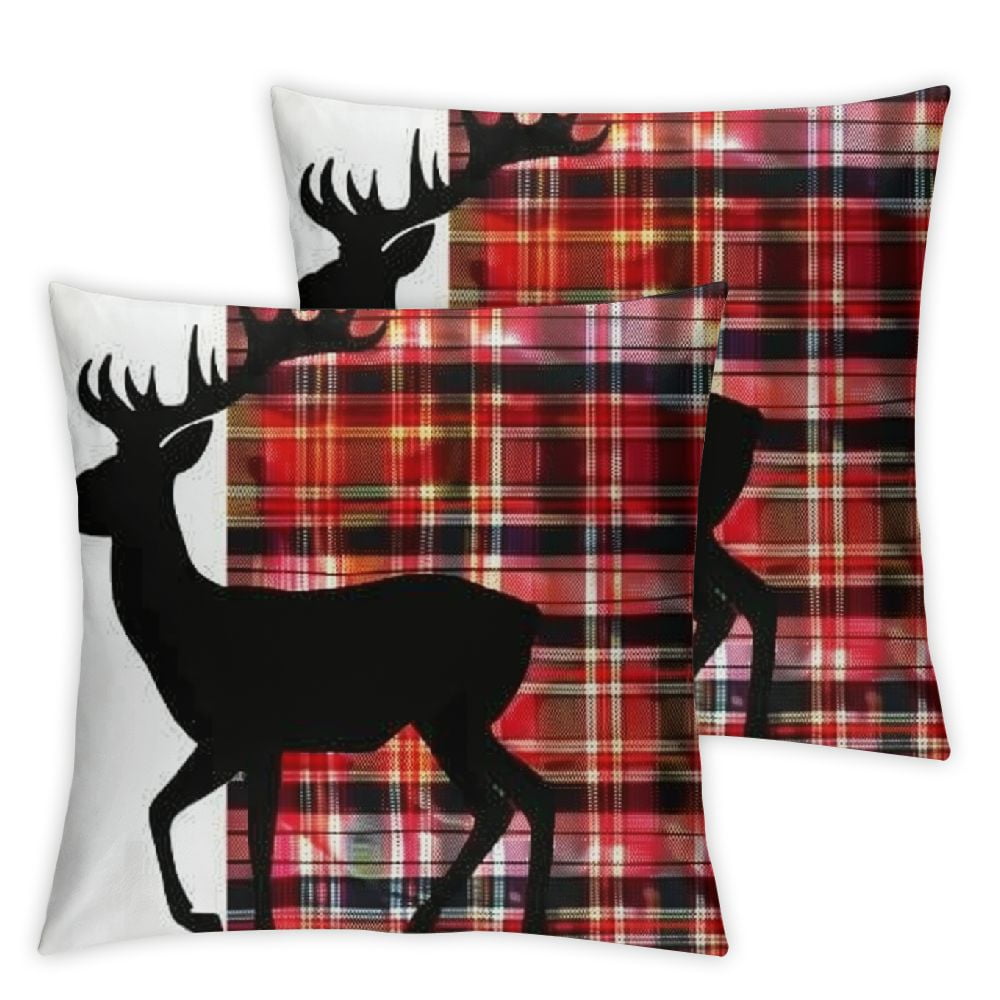 Retro Red and Black Buffalo Checkers Plaids Decorative Pillow Covers