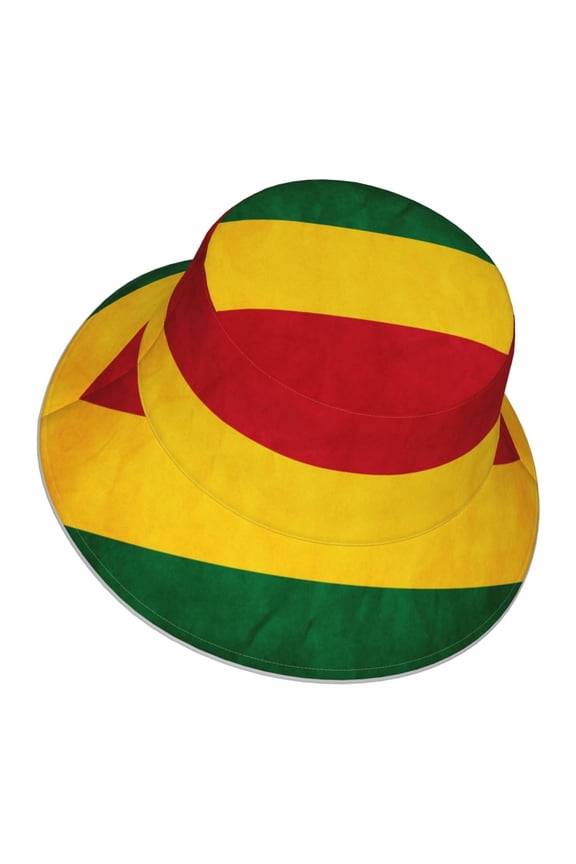 Retro Reggae-Rastafarian Flag Bucket Hat With Reflective Stripe For Men Women Reversible Outdoor Travel Hiking Beach Caps