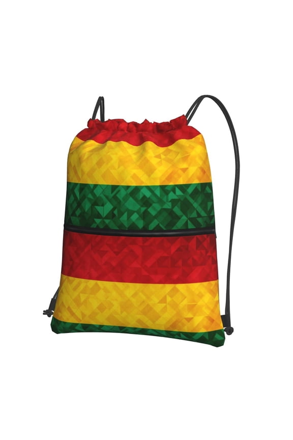 Retro Reggae-Rastafarian Flag Drawstring Backpack Bag Water Resistant Yoga Shopping Cinch Bag Sackpack For Men Women