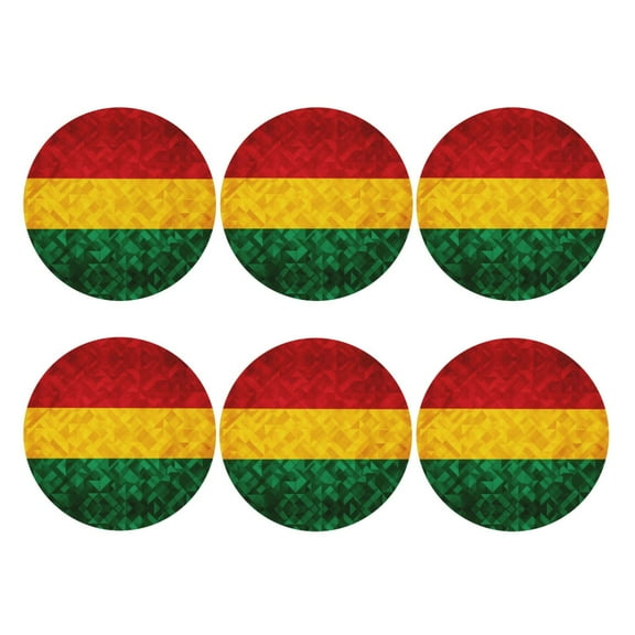 Retro Reggae-Rastafarian Flag Leather Drinks Coasters Suitable for Various Cups Set of 6 Round Shape