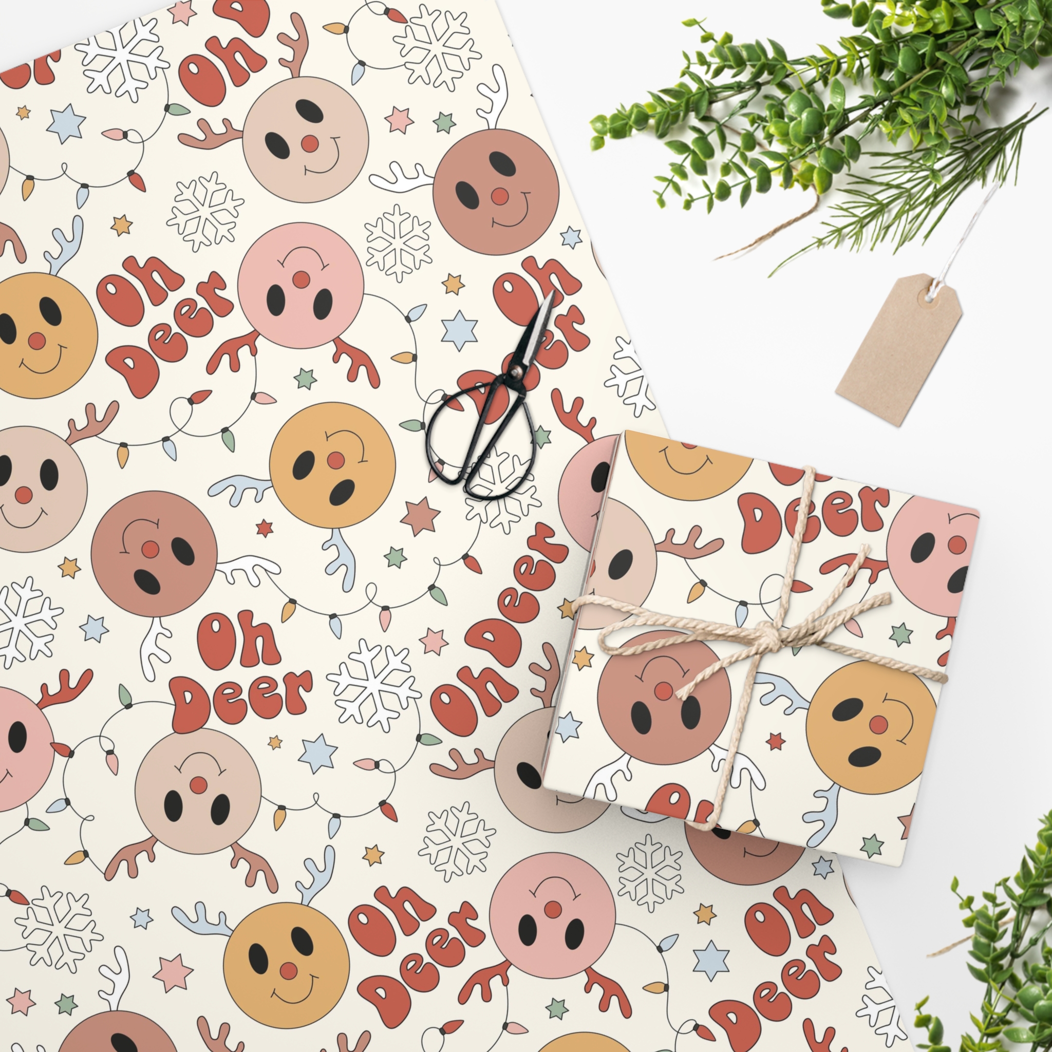 Retro Reindeer Christmas Wrapping Paper