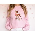 thumbnail image 1 of Retro Reindeer Pink Christmas Sweatshirt Gift for Her Vintage Reindeer Christmas Sweater Baby Deer Sweatshirt Retro Christmas Party Shirt, 1 of 5