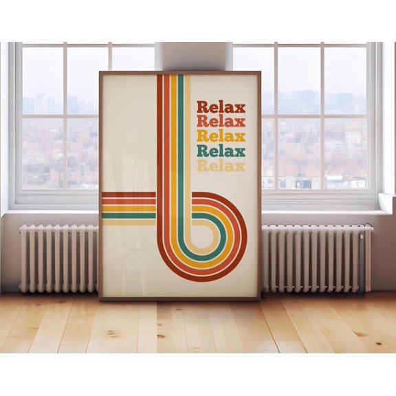 Retro Relax Poster, Vintage Colors, Trendy Poster, Housewarming Gift, Fun Art Poster,Poster, Motivational Art, Kitchen Or Office Art1076, Unframed Poster Size 8x12