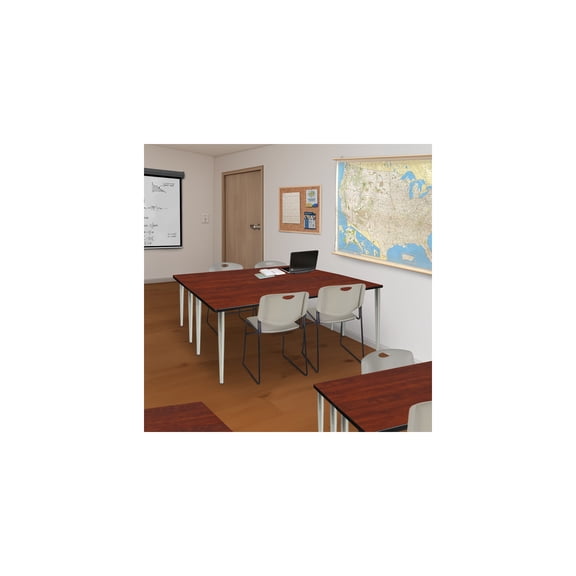 Retro Relaxation 72" x 24" Training Seminar Table with Cherry Thermal Fused Melamine Laminate Top and Chrome Tapered Steel Legs for Contemporary Use