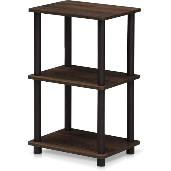 Retro Renaissance Space Shelf Walnut Brown 11.6D x 15W Inches 2-Space Open Shelf for Books and Decorative Displays