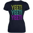 thumbnail image 1 of Retro Repeat Yeet 70s 90s Juniors Soft T Shirt Navy SM, 1 of 1