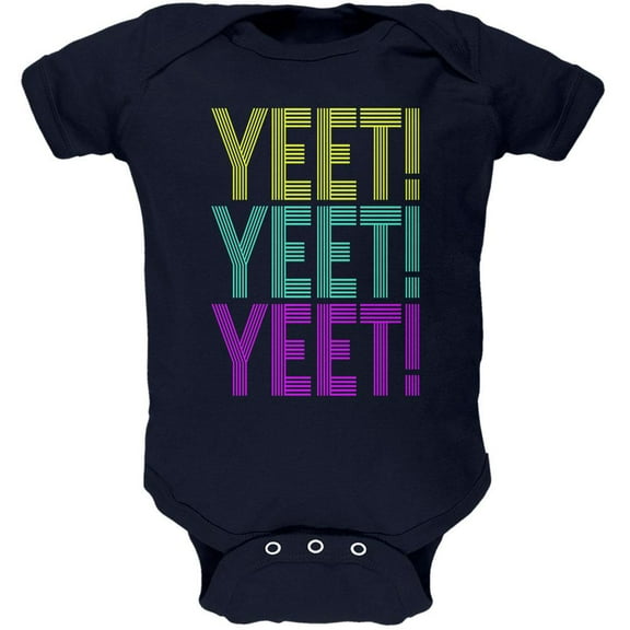 Retro Repeat Yeet 70s 90s Soft Baby One Piece Navy 9-12 M