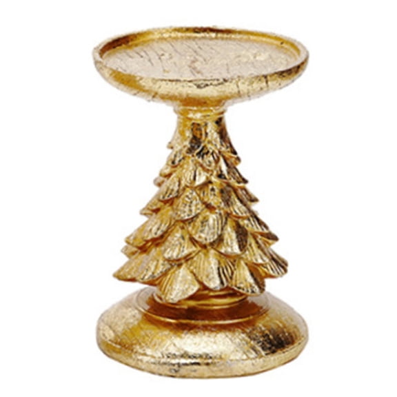 Retro Resin Christmas Tree Candlestick - Festive Decoration, Desktop Atmosphere, Vintage Craft Candle Holder Stand C
