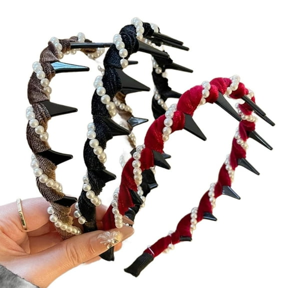 Retro Retro High Skull Pearl Headband, Vintage High Cranium Headband, Non-slip Wedding Party Elegant Braided Headbands with Comb Teeth, Hair Accessories Gifts For Women Girls