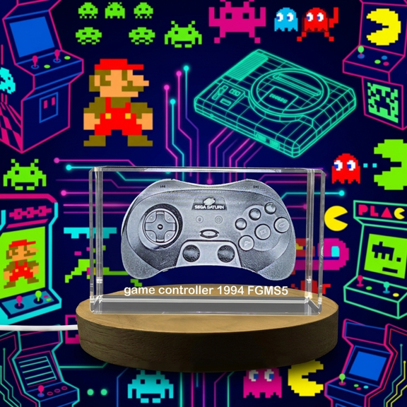 Retro Revival: 3D Engraved Crystal 1994 Game Controller A&B Crystal Collection