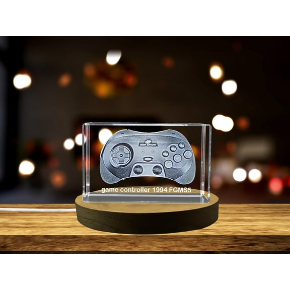 Retro Revival: 3D Engraved Crystal 1994 Game Controller A&B Crystal Collection