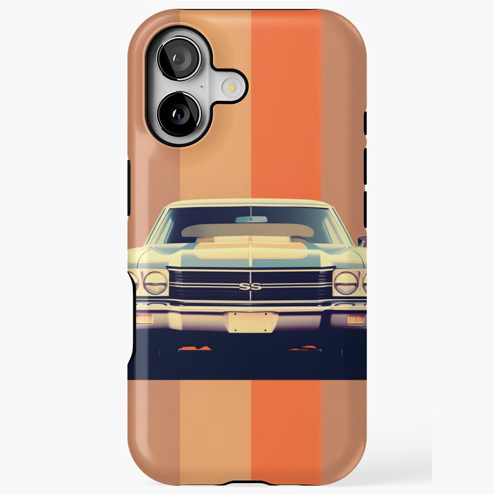 Retro Revival Cool Trendy American Muscle Car Artwork with iPhone 17 to ...