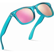 Retro Rewind Translucent Turquoise 80s Sunglasses with Revo Rose Gold Mirror Lens - UV Protection