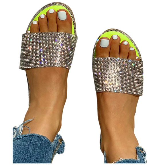Retro Rhinestone Flat Sandals for Women's Sparkly Sandal Flat Sandals Flip Flop Gladiator Sandals